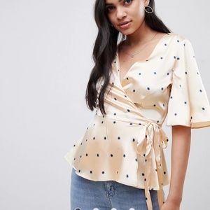 ASOS Satin Wrap Top in Star Print